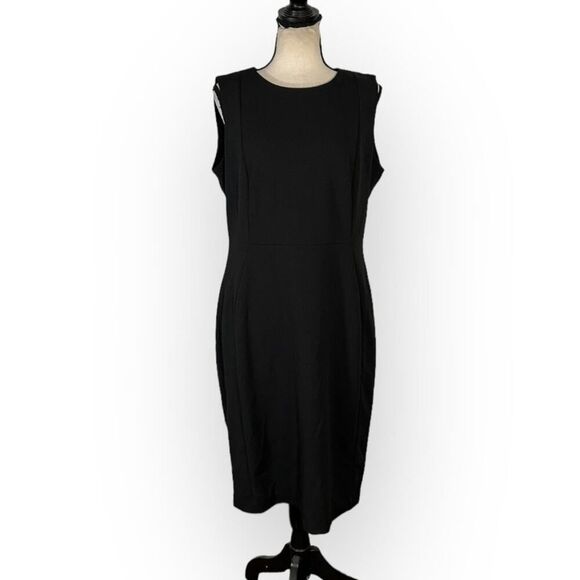 Calvin Klein Sheath Dress Women's Plus 14 Black Sleeveless Knee Length Back Zip - Picture 3 of 9